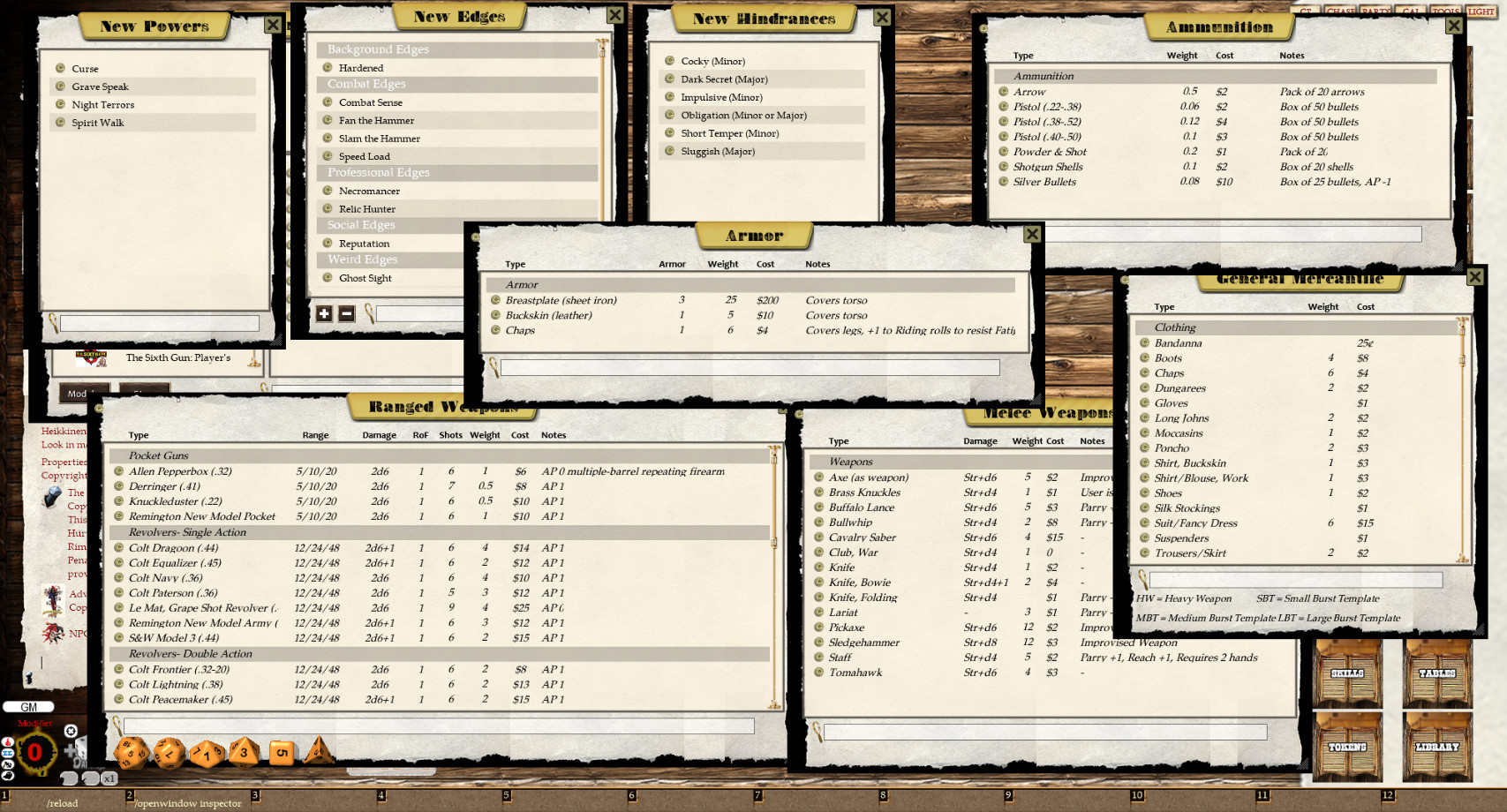 Fantasy Grounds - The Sixth Gun Roleplaying Game (Savage Worlds) Featured Screenshot #1