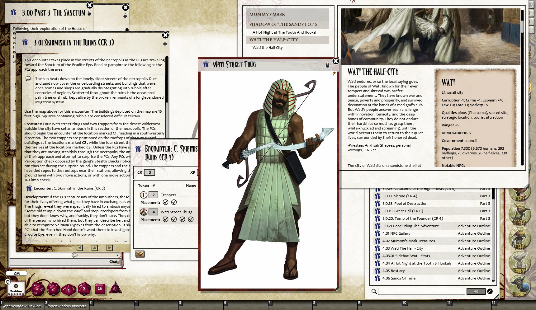 Fantasy Grounds - Pathfinder RPG - Mummy's Mask AP 1: The Half-Dead City (PFRPG) screenshot 1