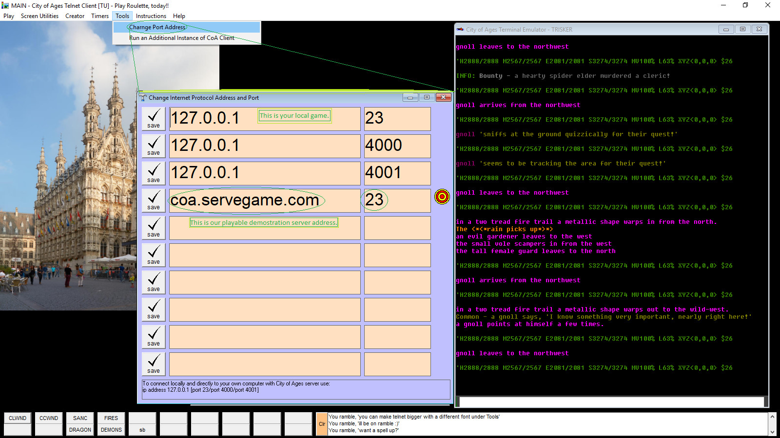 City of Ages: Picture Supportive Text MUD (server and client included) screenshot #8