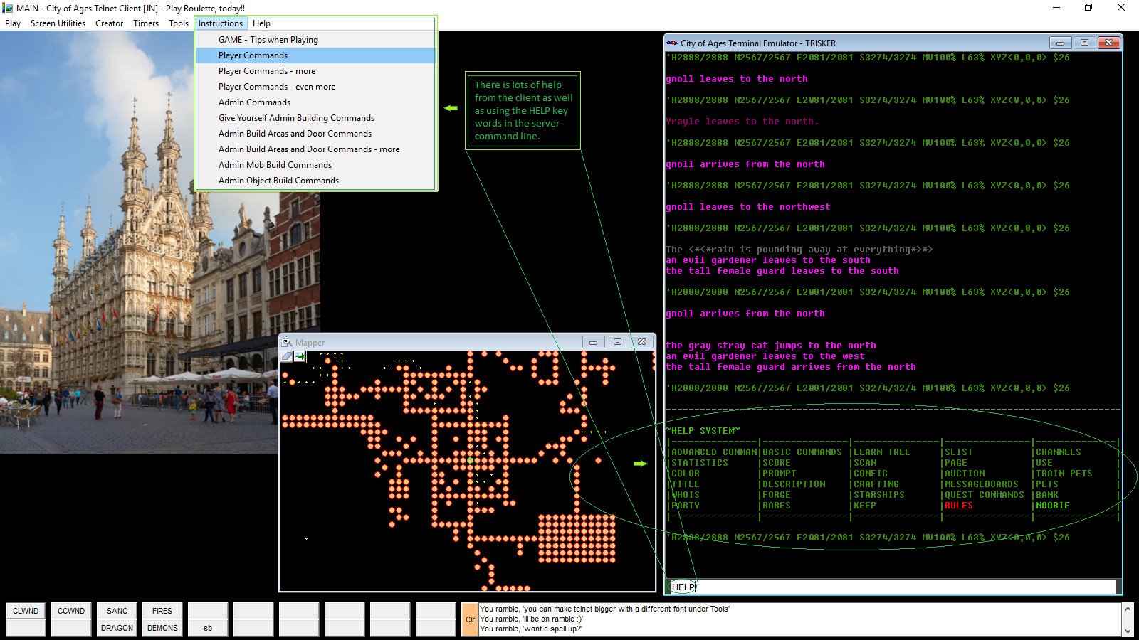 City of Ages: Picture Supportive Text MUD (server and client included) screenshot #9