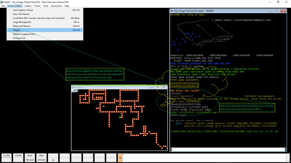 Screenshot 3 of City of Ages: Picture Supportive Text MUD (server and client included) - more gameplay footage