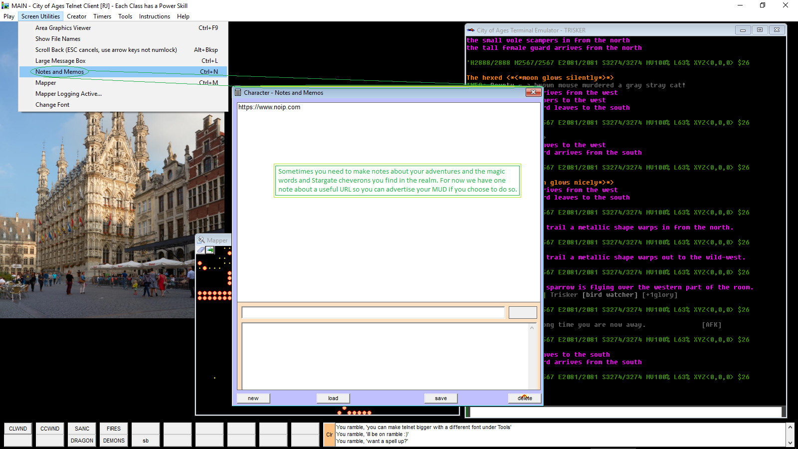 City of Ages: Picture Supportive Text MUD (server and client included) screenshot 6
