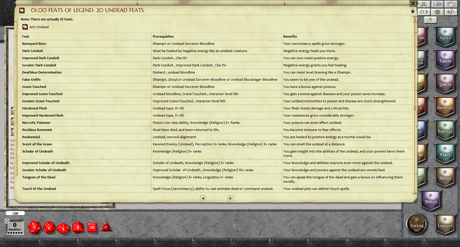 Fantasy Grounds - Feats of Legend: 20 Undead Feats (PFRPG)のスクリーンショット 1