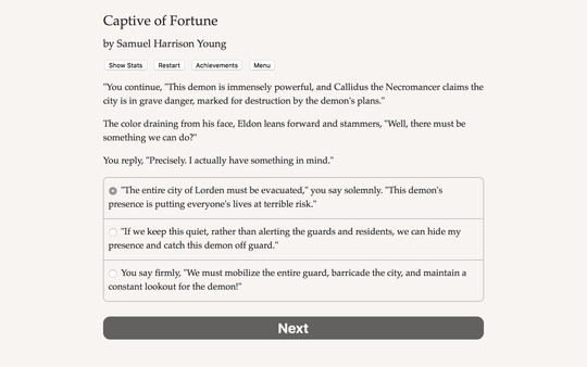 Screenshot z Captive of Fortune