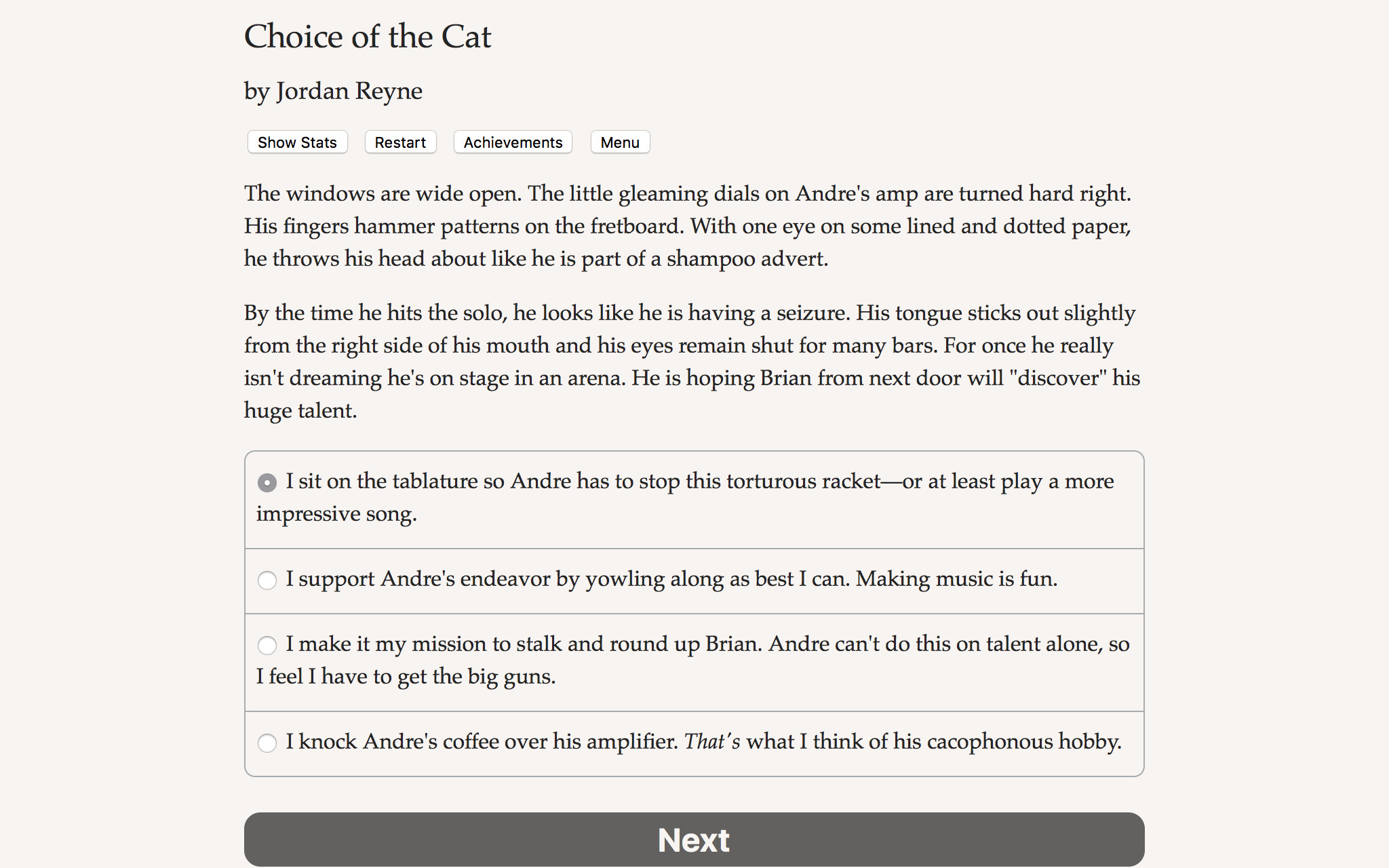 Choice of the Cat