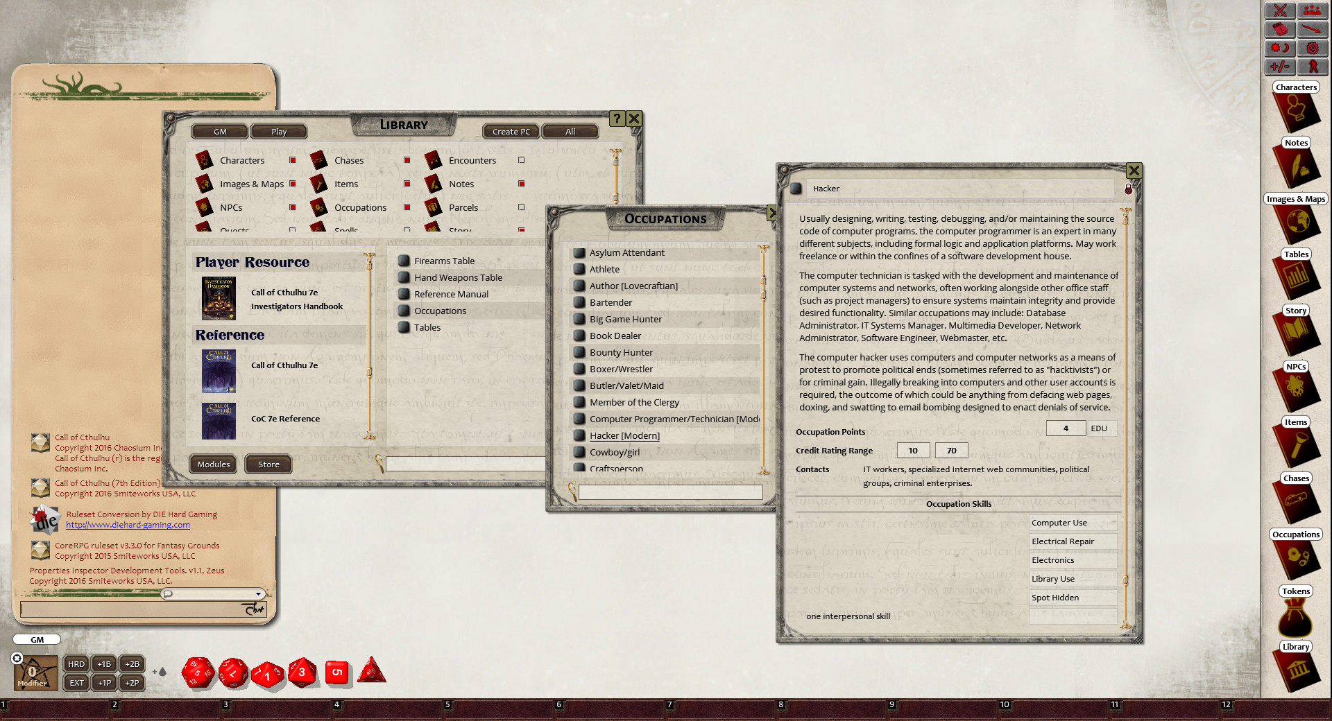 Fantasy Grounds - Investigator Handbook (CoC7E) Featured Screenshot #1