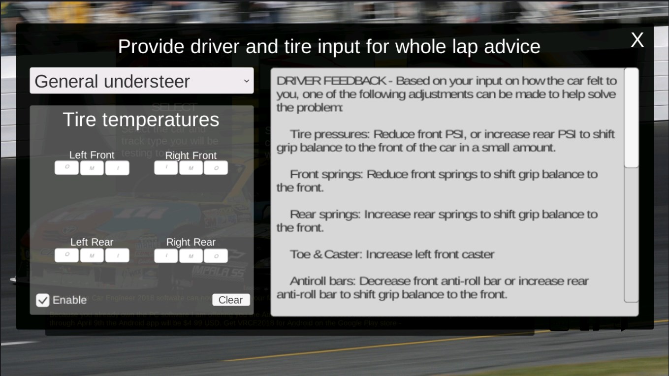 Virtual Race Car Engineer 2018 screenshot 2