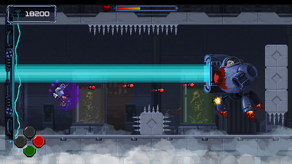 Screenshot of pixelBOT EXTREME! gameplay showing in-action mechanics