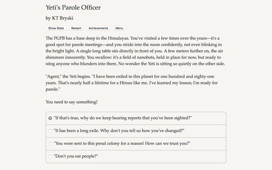 Screenshot z Yeti's Parole Officer