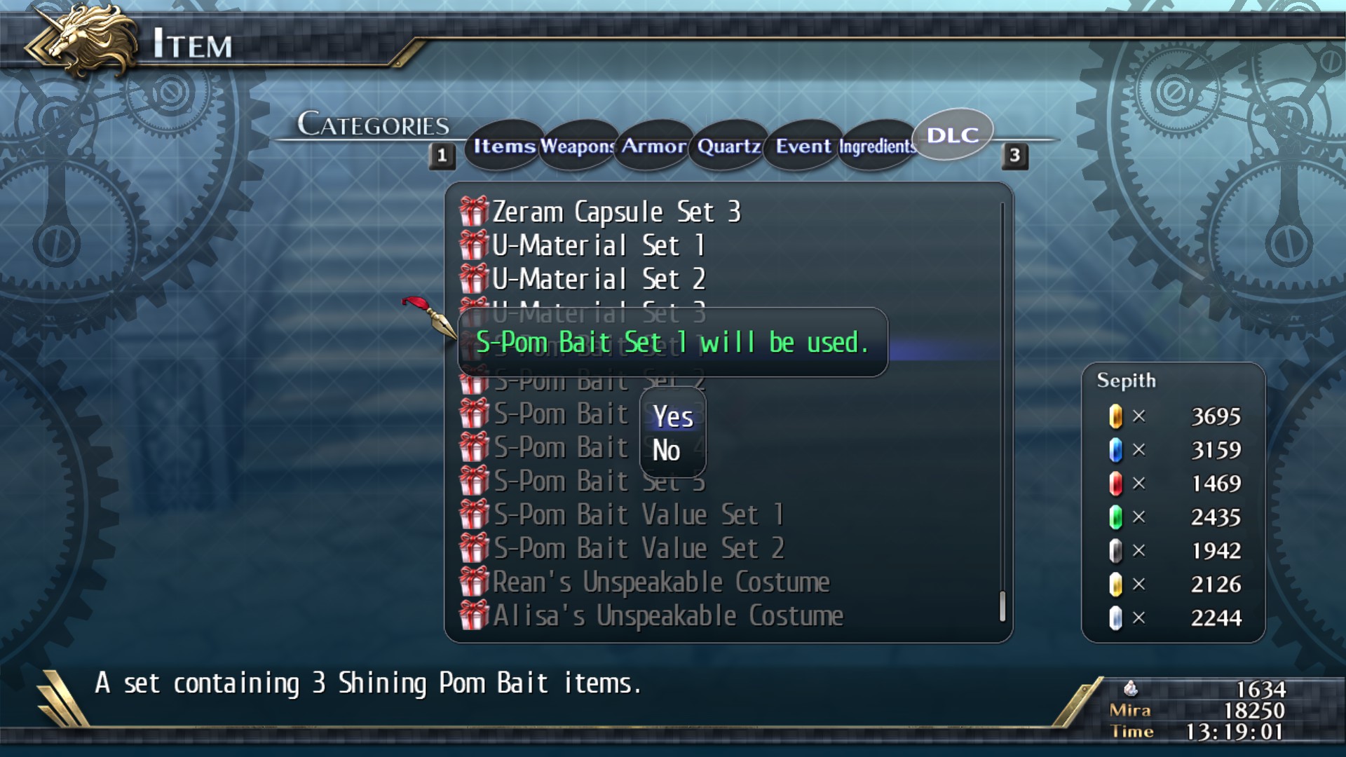 The Legend of Heroes: Trails of Cold Steel II - Shining Pom Bait Set 1 Featured Screenshot #1