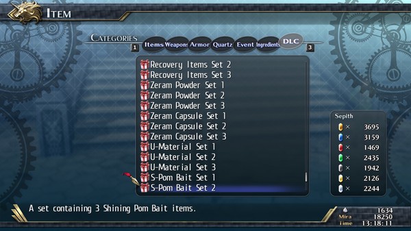 The Legend of Heroes: Trails of Cold Steel II - Shining Pom Bait Set 2