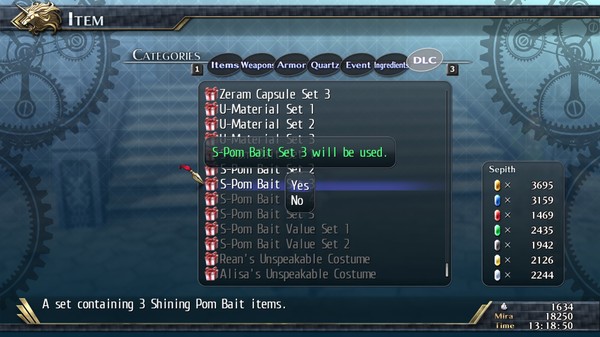 The Legend of Heroes: Trails of Cold Steel II - Shining Pom Bait Set 3