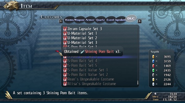 The Legend of Heroes: Trails of Cold Steel II - Shining Pom Bait Set 3