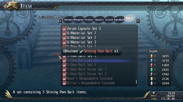 The Legend of Heroes: Trails of Cold Steel II - Shining Pom Bait Set 4