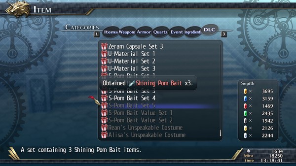 The Legend of Heroes: Trails of Cold Steel II - Shining Pom Bait Set 5