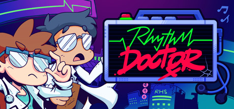 Rhythm Doctor — заглавное изображение с артами и логотипом, передающее ритм, механики и атмосферу игры