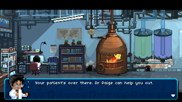Screenshot of Rhythm Doctor gameplay showing in-action mechanics