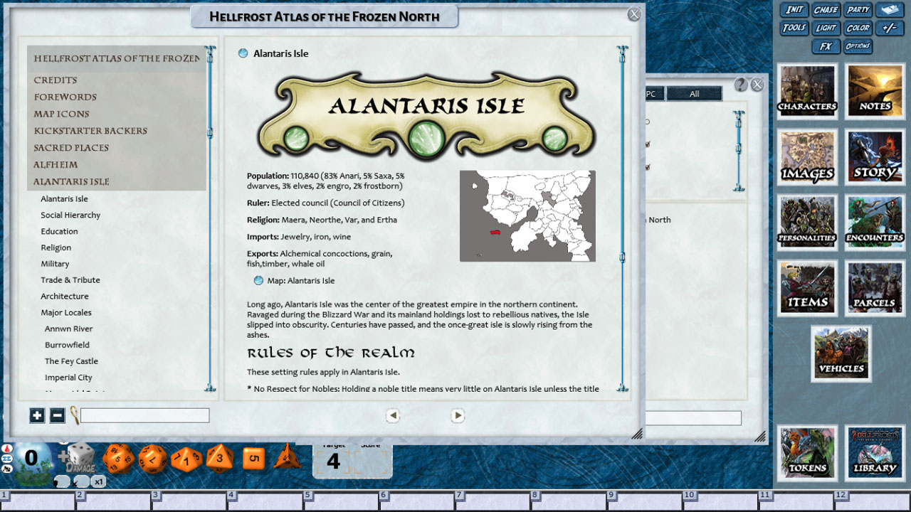 Fantasy Grounds - Hellfrost: Atlas of the Frozen North (Savage Worlds) screenshot 2
