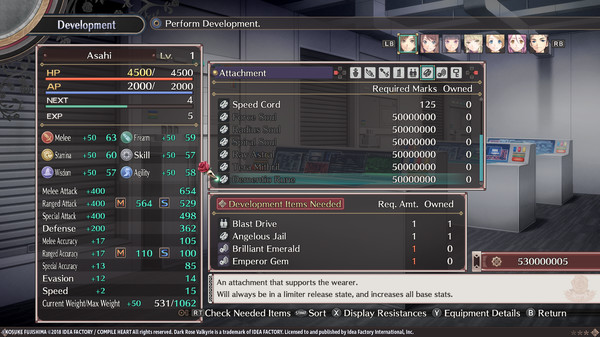 Dark Rose Valkyrie: Extra Equipment Set