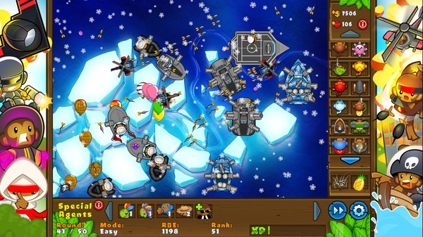 Screenshot z Bloons TD 5 - Navy Monkey Buccaneer Skin