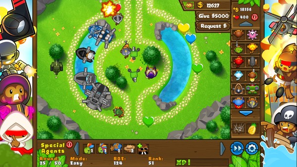 Screenshot z Bloons TD 5 - Navy Monkey Buccaneer Skin