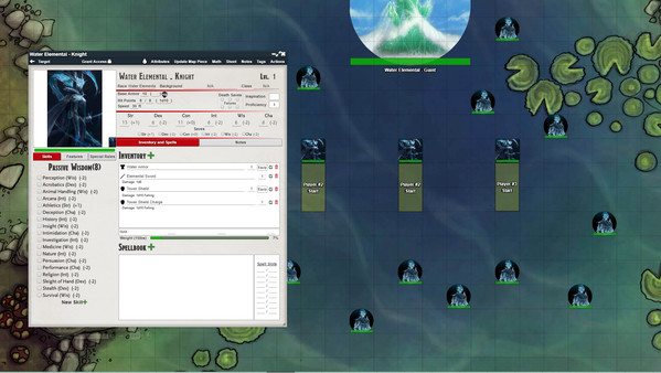Screenshot z GM Forge - Virtual Tabletop