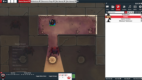 Screenshot z GM Forge - Virtual Tabletop