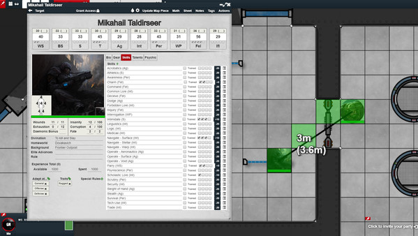 Screenshot z GM Forge - Virtual Tabletop
