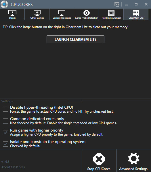 CPUCores :: ClearMem Lite Featured Screenshot #1