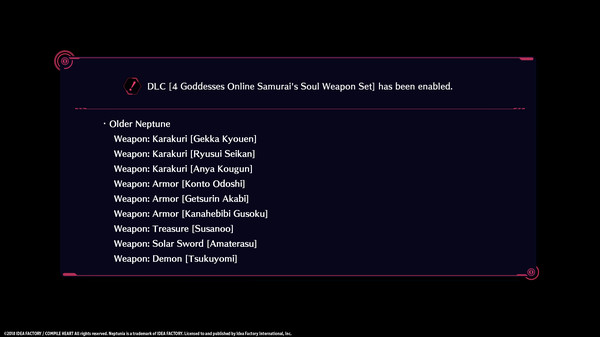 Megadimension Neptunia VIIR - 4 Goddesses Online Samurai's Soul Weapon Set | 四女神オンライン 武士の魂 武器セット | 四女神Online 武士之魂 武器套組
