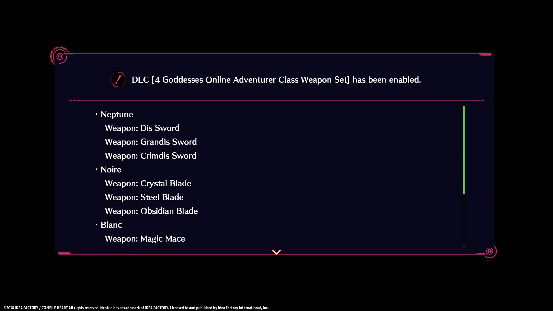 Megadimension Neptunia VIIR - 4 Goddesses Online Adventurer Class Weapon Set Featured Screenshot #1