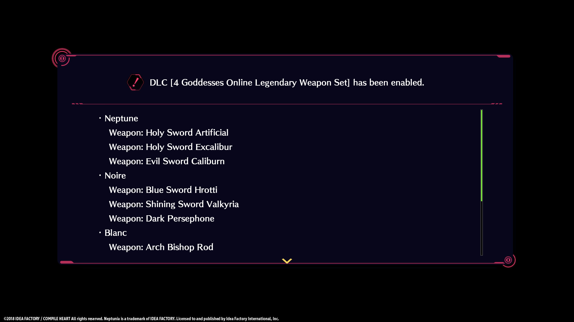 Megadimension Neptunia VIIR - 4 Goddesses Online Legendary Weapon Set Featured Screenshot #1