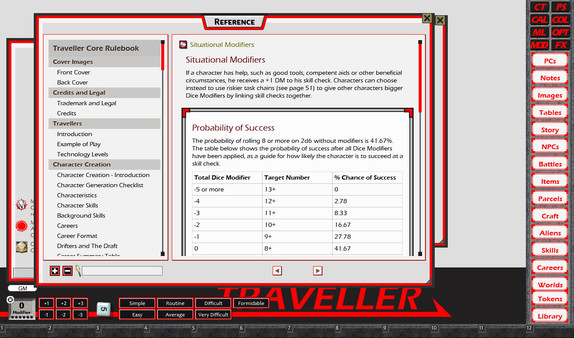 Screenshot z Fantasy Grounds - Traveller Mongoose 1E Ruleset (Traveller 1E Mongoose)