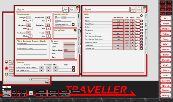 Screenshot z Fantasy Grounds - Traveller Mongoose 1E Ruleset (Traveller 1E Mongoose)
