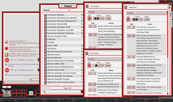 Screenshot z Fantasy Grounds - Traveller Mongoose 1E Ruleset (Traveller 1E Mongoose)