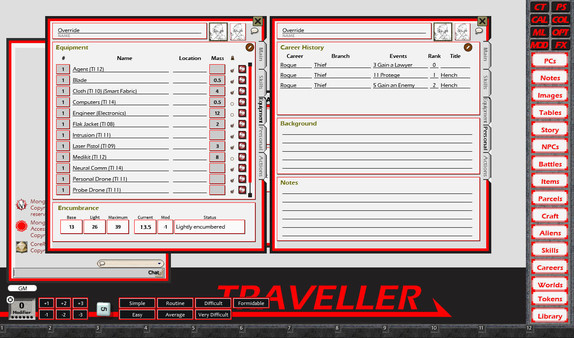 Screenshot z Fantasy Grounds - Traveller Mongoose 1E Ruleset (Traveller 1E Mongoose)