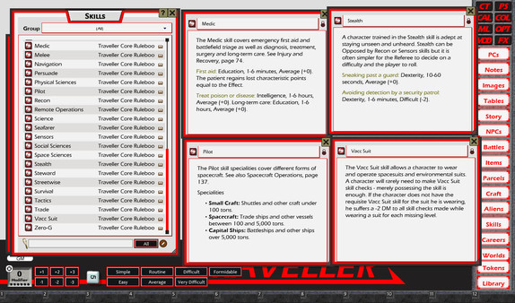 Screenshot z Fantasy Grounds - Traveller Mongoose 1E Ruleset (Traveller 1E Mongoose)