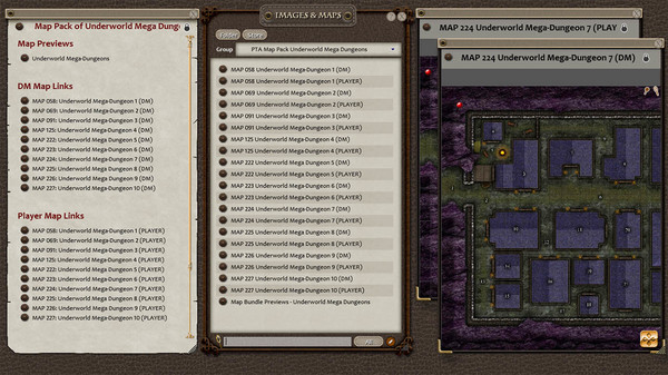 Fantasy Grounds - Paths to Adventure: Underworld Mega-Dungeons (Map Pack)