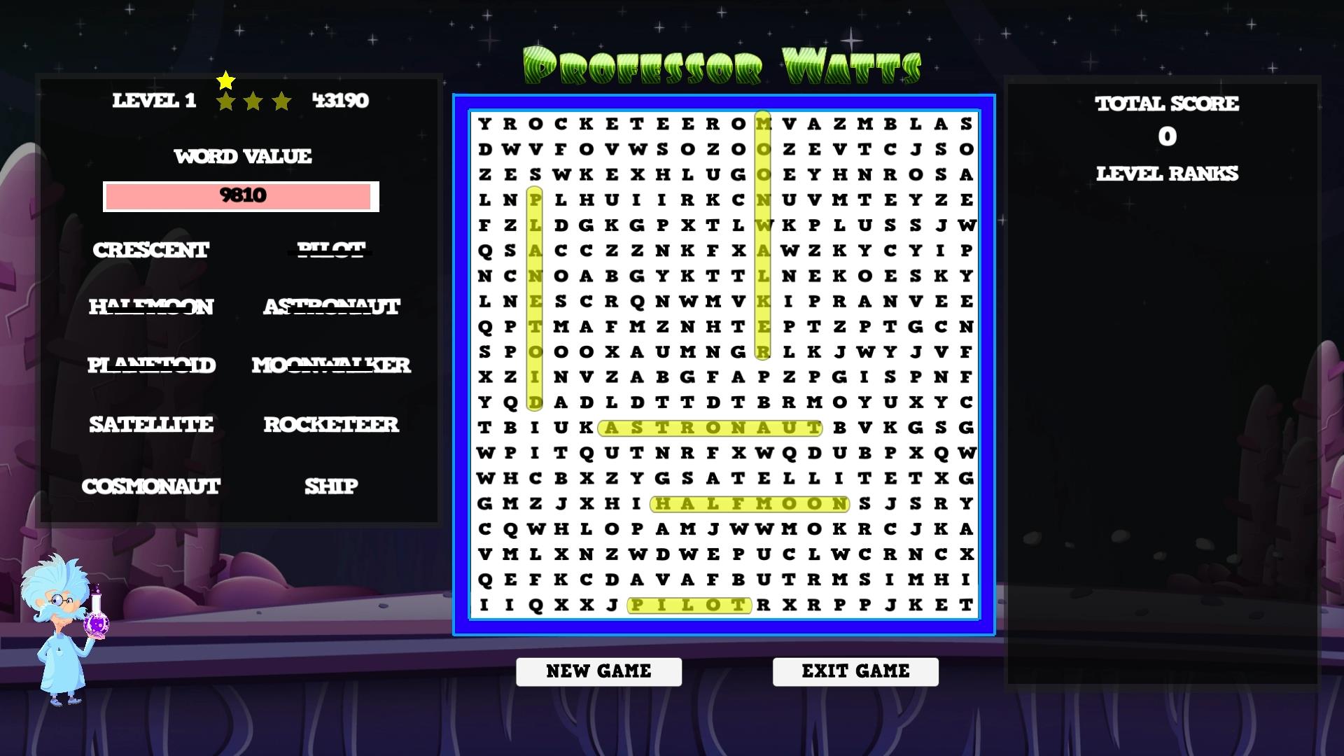 #4. Professor Watts Word Search: Space Voyage (Steam) By: Ripknot Systems