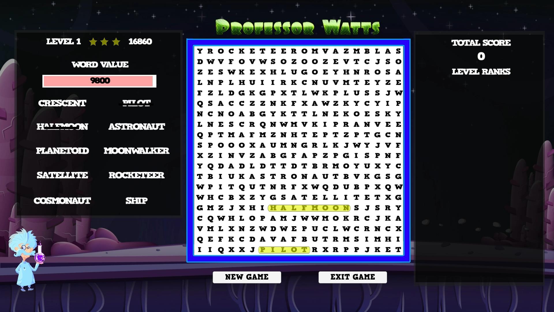 #3. Professor Watts Word Search: Space Voyage (Steam) By: Ripknot Systems