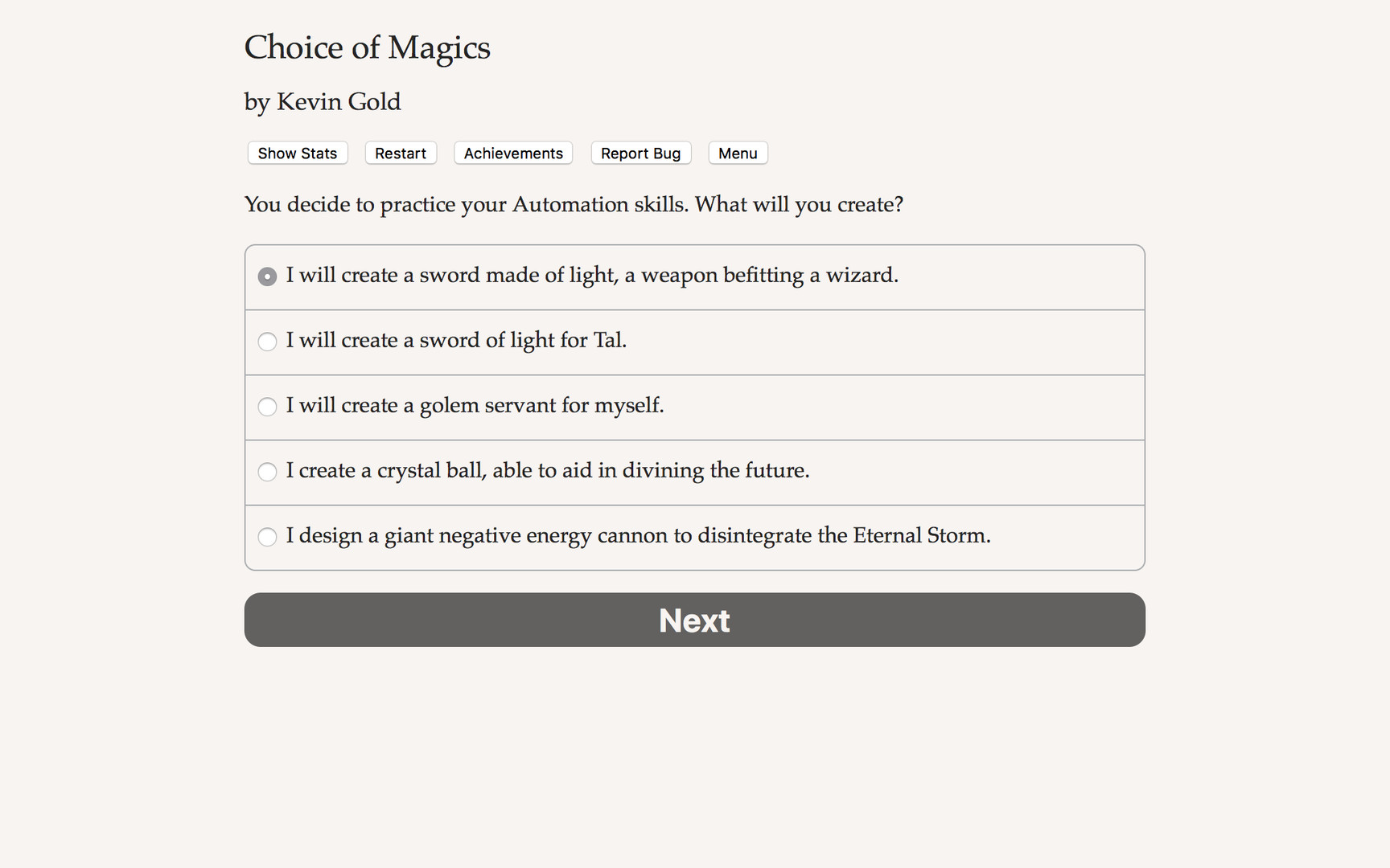 Choice of Magics