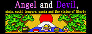 Angel and Devil,ninja,sushi,tempura,panda and the statue of liberty