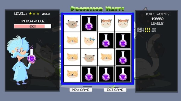 Screenshot z Professor Watts Memory Match: Cats