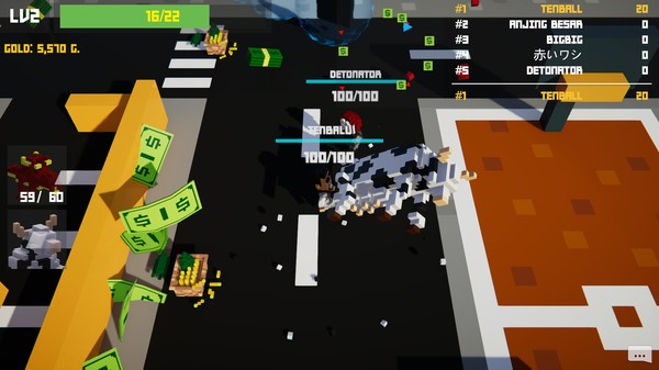 Screenshot of Bigger Guns gameplay showing in-action mechanics