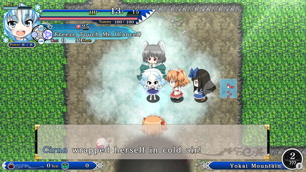 Player & Partner character "Cirno" (Touhou Genso Wanderer -Reloaded-)