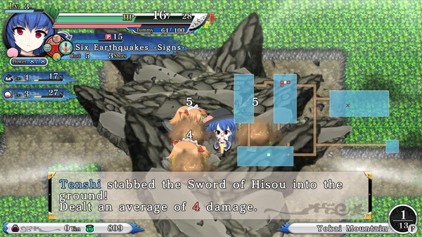 Player & Partner character "Tenshi Hinanawi" (Touhou Genso Wanderer -Reloaded-)