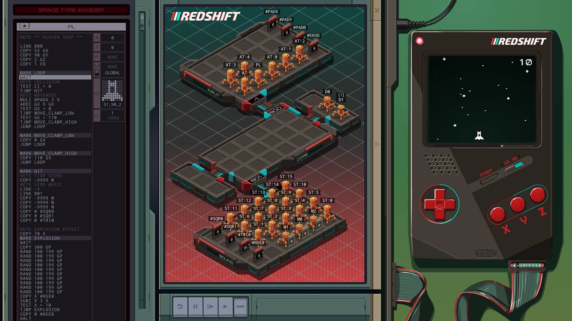 #2. EXAPUNKS: TEC Redshift Player (Steam) โดย: Zachtronics