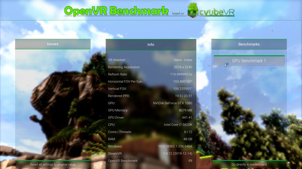 Screenshot z OpenVR Benchmark Screenshot z OpenVR Benchmark