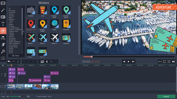 Movavi Video Editor 15 Plus Effects - Travel Set