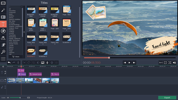 Movavi Video Editor 15 Plus Effects - Travel Set